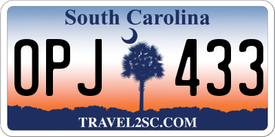 SC license plate OPJ433