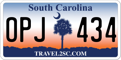 SC license plate OPJ434