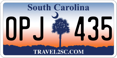 SC license plate OPJ435