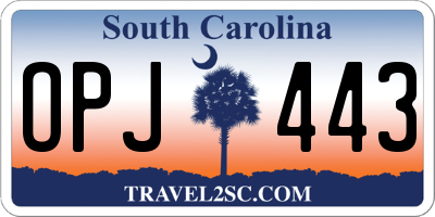 SC license plate OPJ443