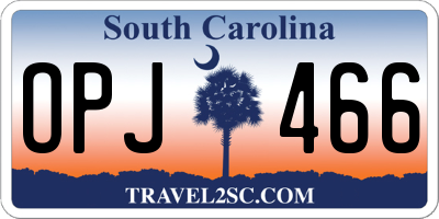 SC license plate OPJ466
