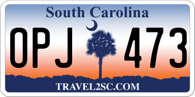 SC license plate OPJ473