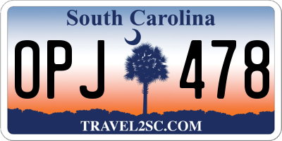 SC license plate OPJ478