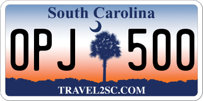 SC license plate OPJ500