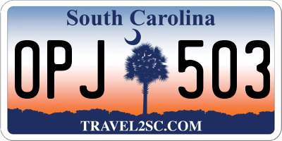 SC license plate OPJ503