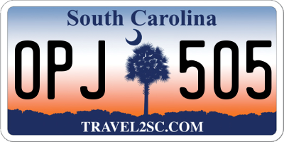 SC license plate OPJ505