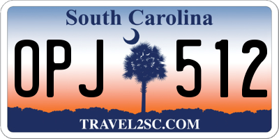 SC license plate OPJ512