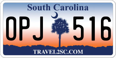 SC license plate OPJ516