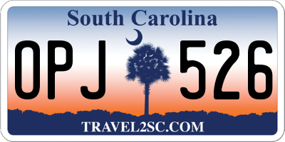 SC license plate OPJ526