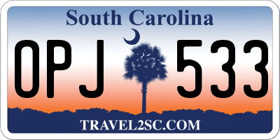 SC license plate OPJ533