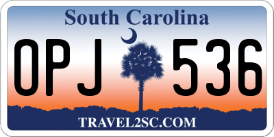 SC license plate OPJ536