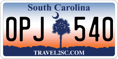 SC license plate OPJ540