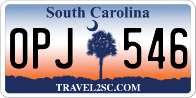 SC license plate OPJ546