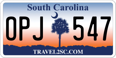 SC license plate OPJ547