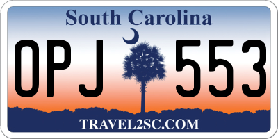 SC license plate OPJ553