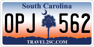 SC license plate OPJ562