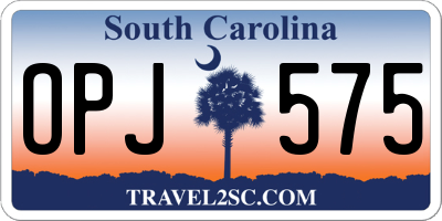SC license plate OPJ575
