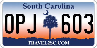 SC license plate OPJ603