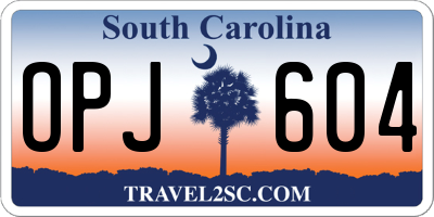 SC license plate OPJ604
