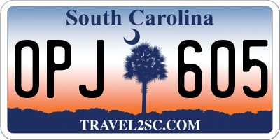 SC license plate OPJ605