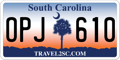 SC license plate OPJ610