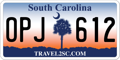 SC license plate OPJ612