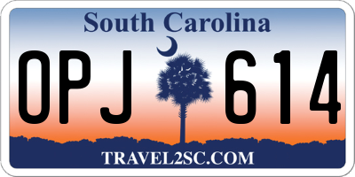 SC license plate OPJ614
