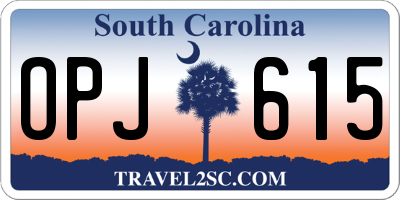 SC license plate OPJ615