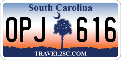 SC license plate OPJ616
