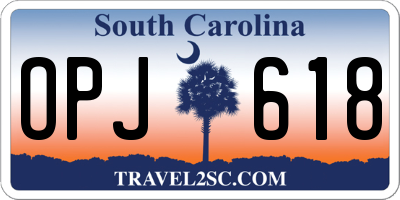 SC license plate OPJ618