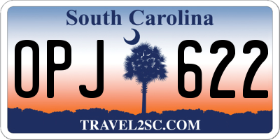 SC license plate OPJ622