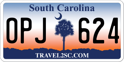 SC license plate OPJ624