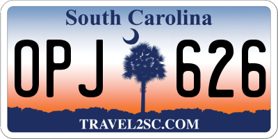 SC license plate OPJ626