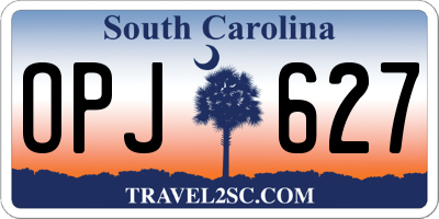 SC license plate OPJ627