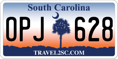 SC license plate OPJ628