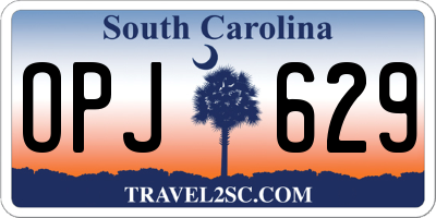 SC license plate OPJ629