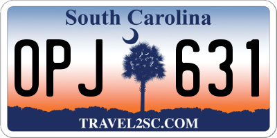 SC license plate OPJ631