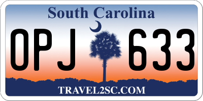 SC license plate OPJ633