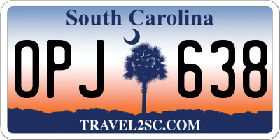 SC license plate OPJ638