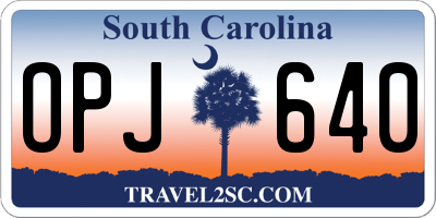 SC license plate OPJ640