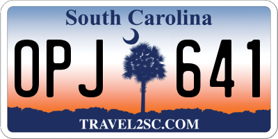 SC license plate OPJ641