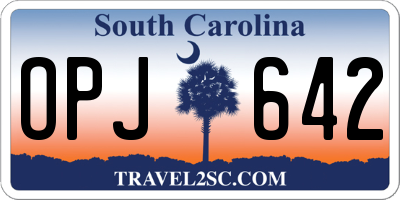 SC license plate OPJ642