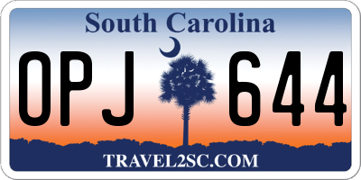 SC license plate OPJ644