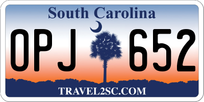 SC license plate OPJ652