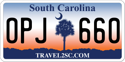 SC license plate OPJ660