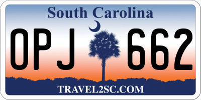 SC license plate OPJ662