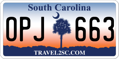 SC license plate OPJ663