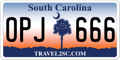 SC license plate OPJ666