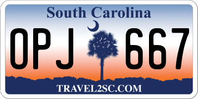 SC license plate OPJ667