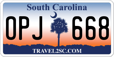 SC license plate OPJ668